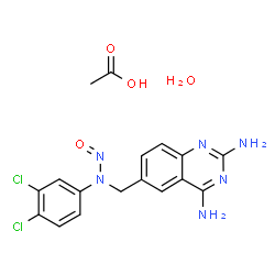 ChemSpider 2D Image | 6-{[(3,4-Dichlorophenyl)(nitroso)amino]methyl}-2,4-quinazolinediamine acetate hydrate (1:1:1) | C17H18Cl2N6O4