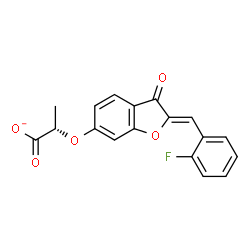 ChemSpider 2D Image | (2S)-2-{[(2Z)-2-(2-Fluorobenzylidene)-3-oxo-2,3-dihydro-1-benzofuran-6-yl]oxy}propanoate | C18H12FO5