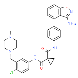 ChemSpider 2D Image | N-[4-(3-Amino-1,2-benzoxazol-4-yl)phenyl]-N'-{4-chloro-3-[(4-methyl-1-piperazinyl)methyl]phenyl}-1,1-cyclopropanedicarboxamide | C30H31ClN6O3