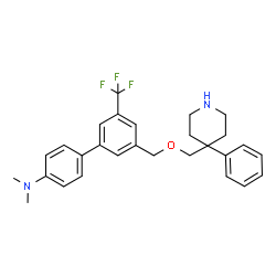 ChemSpider 2D Image | N,N-Dimethyl-3'-{[(4-phenyl-4-piperidinyl)methoxy]methyl}-5'-(trifluoromethyl)-4-biphenylamine | C28H31F3N2O