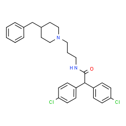 ChemSpider 2D Image | N-[3-(4-Benzyl-1-piperidinyl)propyl]-2,2-bis(4-chlorophenyl)acetamide | C29H32Cl2N2O