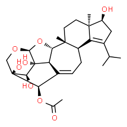 ChemSpider 2D Image | (4R,8S,9R,12R,13S,15S,18R,19S,20R,21R,22R)-8,18,19,20-Tetrahydroxy-6-isopropyl-9,12-dimethyl-14,16-dioxahexacyclo[16.3.1.0~4,12~.0~5,9~.0~13,21~.0~15,20~]docosa-1,5-dien-22-yl acetate | C27H38O8