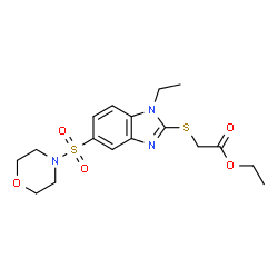 ChemSpider 2D Image | Ethyl {[1-ethyl-5-(4-morpholinylsulfonyl)-1H-benzimidazol-2-yl]sulfanyl}acetate | C17H23N3O5S2