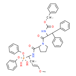 ChemSpider 2D Image | N-[(Benzyloxy)carbonyl]-beta-phenyl-D-phenylalanyl-N-{(1S,3E)-1-[dihydroxy(diphenoxy)phosphoranyl]-4-methoxy-3-buten-1-yl}-L-prolinamide | C45H48N3O9P