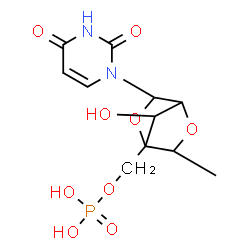 ChemSpider 2D Image | 1-{2,5-Anhydro-6-deoxy-4-[(phosphonooxy)methyl]-beta-D-gulofuranosyl}-2,4(1H,3H)-pyrimidinedione | C11H15N2O9P