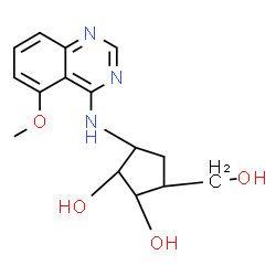 ChemSpider 2D Image | (1S,2R,3R,5R)-3-(Hydroxymethyl)-5-[(5-methoxy-4-quinazolinyl)amino]-1,2-cyclopentanediol | C15H19N3O4