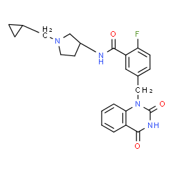ChemSpider 2D Image | N-[(3R)-1-(Cyclopropylmethyl)-3-pyrrolidinyl]-5-[(2,4-dioxo-3,4-dihydro-1(2H)-quinazolinyl)methyl]-2-fluorobenzamide | C24H25FN4O3