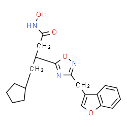 ChemSpider 2D Image | (3R)-3-[3-(1-Benzofuran-3-ylmethyl)-1,2,4-oxadiazol-5-yl]-4-cyclopentyl-N-hydroxybutanamide | C20H23N3O4