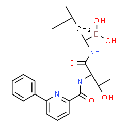 ChemSpider 2D Image | [(1R)-3-Methyl-1-({N-[(6-phenyl-2-pyridinyl)carbonyl]-L-allothreonyl}amino)butyl]boronic acid | C21H28BN3O5