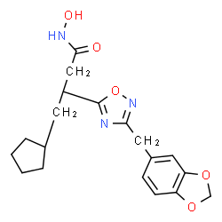 ChemSpider 2D Image | (3R)-3-[3-(1,3-Benzodioxol-5-ylmethyl)-1,2,4-oxadiazol-5-yl]-4-cyclopentyl-N-hydroxybutanamide | C19H23N3O5