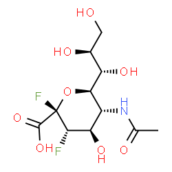 ChemSpider 2D Image | (2R,3S,4R,5R,6R)-5-Acetamido-2,3-difluoro-4-hydroxy-6-[(1S,2S)-1,2,3-trihydroxypropyl]tetrahydro-2H-pyran-2-carboxylic acid (non-preferred name) | C11H17F2NO8