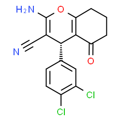 ChemSpider 2D Image | (4R)-2-Amino-4-(3,4-dichlorophenyl)-5-oxo-5,6,7,8-tetrahydro-4H-chromene-3-carbonitrile | C16H12Cl2N2O2