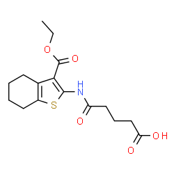 ChemSpider 2D Image | 5-{[3-(Ethoxycarbonyl)-4,5,6,7-tetrahydro-1-benzothiophen-2-yl]amino}-5-oxopentanoic acid | C16H21NO5S