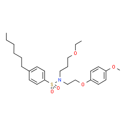 ChemSpider 2D Image | N-(3-Ethoxypropyl)-4-hexyl-N-[2-(4-methoxyphenoxy)ethyl]benzenesulfonamide | C26H39NO5S