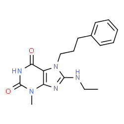 ChemSpider 2D Image | 8-(Ethylamino)-3-methyl-7-(3-phenylpropyl)-3,7-dihydro-1H-purine-2,6-dione | C17H21N5O2