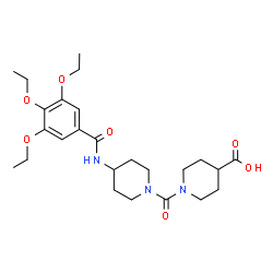 ChemSpider 2D Image | 1-({4-[(3,4,5-Triethoxybenzoyl)amino]-1-piperidinyl}carbonyl)-4-piperidinecarboxylic acid | C25H37N3O7