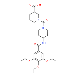 ChemSpider 2D Image | 1-({4-[(3,4,5-Triethoxybenzoyl)amino]-1-piperidinyl}carbonyl)-3-piperidinecarboxylic acid | C25H37N3O7