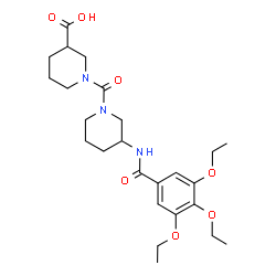 ChemSpider 2D Image | 1-({3-[(3,4,5-Triethoxybenzoyl)amino]-1-piperidinyl}carbonyl)-3-piperidinecarboxylic acid | C25H37N3O7