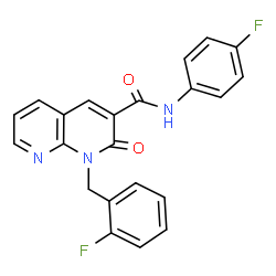 ChemSpider 2D Image | 1-(2-Fluorobenzyl)-N-(4-fluorophenyl)-2-oxo-1,2-dihydro-1,8-naphthyridine-3-carboxamide | C22H15F2N3O2
