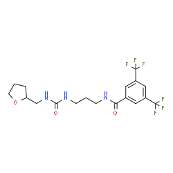 ChemSpider 2D Image | N-(3-{[(Tetrahydro-2-furanylmethyl)carbamoyl]amino}propyl)-3,5-bis(trifluoromethyl)benzamide | C18H21F6N3O3