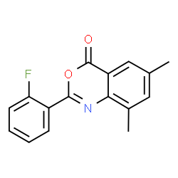 ChemSpider 2D Image | 2-(2-Fluorophenyl)-6,8-dimethyl-4H-3,1-benzoxazin-4-one | C16H12FNO2