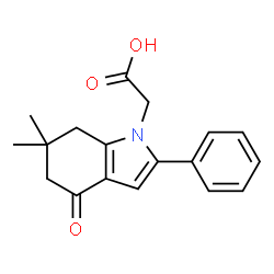 ChemSpider 2D Image | (6,6-Dimethyl-4-oxo-2-phenyl-4,5,6,7-tetrahydro-indol-1-yl)-acetic acid | C18H19NO3