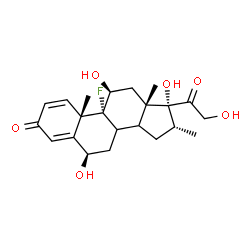 ChemSpider 2D Image | (6beta,8xi,11beta,14xi,16alpha)-9-Fluoro-6,11,17,21-tetrahydroxy-16-methylpregna-1,4-diene-3,20-dione | C22H29FO6