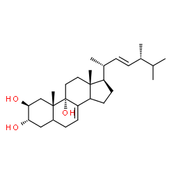 ChemSpider 2D Image | (2beta,3alpha,14xi,22E)-Ergosta-7,22-diene-2,3,9-triol | C28H46O3