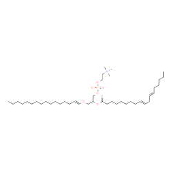 ChemSpider 2D Image | 3-[(1E)-1-Hexadecen-1-yloxy]-2-[(9E,12E)-9,12-octadecadienoyloxy]propyl 2-(trimethylammonio)ethyl phosphate | C42H80NO7P