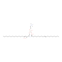 ChemSpider 2D Image | (2S,3R,4E)-3-Hydroxy-2-{(Z)-[(9E)-1-hydroxy-9-octadecen-1-ylidene]amino}-4-octadecen-1-yl 2-(trimethylammonio)ethyl phosphate | C41H81N2O6P