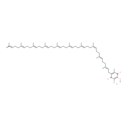 ChemSpider 2D Image | 2-[(2E,6E,10Z,14E,18E,22E,26E,30E,34E)-3,7,11,15,19,23,27,31,35,39-Decamethyl-2,6,10,14,18,22,26,30,34,38-tetracontadecaen-1-yl]-5,6-dimethoxy-3-methyl-1,4-benzoquinone | C59H90O4