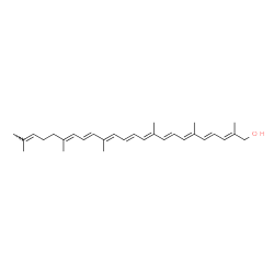 ChemSpider 2D Image | (2E,4E,6E,8E,10E,12E,14E,16E,18E)-2,6,10,15,19,23-Hexamethyl-2,4,6,8,10,12,14,16,18,22-tetracosadecaen-1-ol | C30H42O