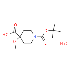 ChemSpider 2D Image | 4-Methoxy-1-{[(2-methyl-2-propanyl)oxy]carbonyl}-4-piperidinecarboxylic acid hydrate (1:1) | C12H23NO6