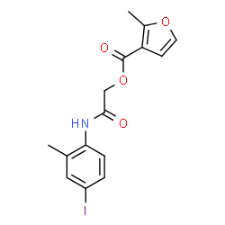 ChemSpider 2D Image | 2-[(4-Iodo-2-methylphenyl)amino]-2-oxoethyl 2-methyl-3-furoate | C15H14INO4