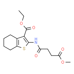 ChemSpider 2D Image | Ethyl 2-[(4-methoxy-4-oxobutanoyl)amino]-4,5,6,7-tetrahydro-1-benzothiophene-3-carboxylate | C16H21NO5S