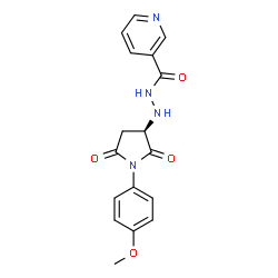 ChemSpider 2D Image | N'-[(3R)-1-(4-Methoxyphenyl)-2,5-dioxo-3-pyrrolidinyl]nicotinohydrazide | C17H16N4O4