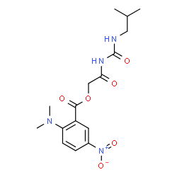 ChemSpider 2D Image | 2-[(Isobutylcarbamoyl)amino]-2-oxoethyl 2-(dimethylamino)-5-nitrobenzoate | C16H22N4O6