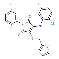 ChemSpider 2D Image | 1-(2,5-Dichlorophenyl)-3-[(2,5-dichlorophenyl)amino]-4-[(2-furylmethyl)sulfanyl]-1H-pyrrole-2,5-dione | C21H12Cl4N2O3S