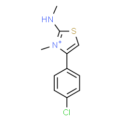 ChemSpider 2D Image | 4-(4-Chlorophenyl)-3-methyl-2-(methylamino)-1,3-thiazol-3-ium | C11H12ClN2S