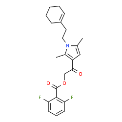 ChemSpider 2D Image | 2-{1-[2-(1-Cyclohexen-1-yl)ethyl]-2,5-dimethyl-1H-pyrrol-3-yl}-2-oxoethyl 2,6-difluorobenzoate | C23H25F2NO3