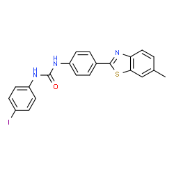 ChemSpider 2D Image | 1-(4-Iodophenyl)-3-[4-(6-methyl-1,3-benzothiazol-2-yl)phenyl]urea | C21H16IN3OS