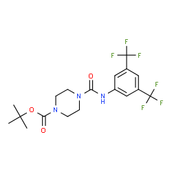 ChemSpider 2D Image | 2-Methyl-2-propanyl 4-{[3,5-bis(trifluoromethyl)phenyl]carbamoyl}-1-piperazinecarboxylate | C18H21F6N3O3