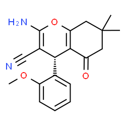 ChemSpider 2D Image | (4R)-2-Amino-4-(2-methoxyphenyl)-7,7-dimethyl-5-oxo-5,6,7,8-tetrahydro-4H-chromene-3-carbonitrile | C19H20N2O3