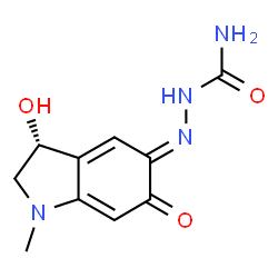 ChemSpider 2D Image | (2E)-2-[(3R)-3-Hydroxy-1-methyl-6-oxo-1,2,3,6-tetrahydro-5H-indol-5-ylidene]hydrazinecarboxamide | C10H12N4O3