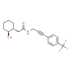 ChemSpider 2D Image | 2-[(1R,2S)-2-Hydroxycyclohexyl]-N-{3-[4-(trifluoromethyl)phenyl]-2-propyn-1-yl}acetamide | C18H20F3NO2
