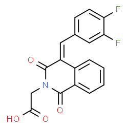 ChemSpider 2D Image | [(4E)-4-(3,4-Difluorobenzylidene)-1,3-dioxo-3,4-dihydro-2(1H)-isoquinolinyl]acetic acid | C18H11F2NO4