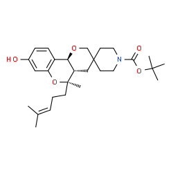 ChemSpider 2D Image | 2-Methyl-2-propanyl (4a'S,5'R,10b'S)-8'-hydroxy-5'-methyl-5'-(4-methyl-3-penten-1-yl)-4a',10b'-dihydro-1H,4'H,5'H-spiro[piperidine-4,3'-pyrano[3,2-c]chromene]-1-carboxylate | C28H41NO5