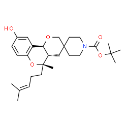 ChemSpider 2D Image | 2-Methyl-2-propanyl (4a'S,5'S,10b'S)-9'-hydroxy-5'-methyl-5'-(4-methyl-3-penten-1-yl)-4a',10b'-dihydro-1H,4'H,5'H-spiro[piperidine-4,3'-pyrano[3,2-c]chromene]-1-carboxylate | C28H41NO5