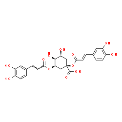 ChemSpider 2D Image | (1R,3R,4S,5R)-1,3-Bis{[(2E)-3-(3,4-dihydroxyphenyl)-2-propenoyl]oxy}-4,5-dihydroxycyclohexanecarboxylic acid | C25H24O12