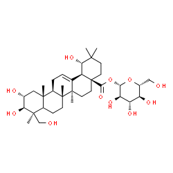 ChemSpider 2D Image | 1-O-[(2alpha,3beta,5xi,18alpha,19alpha)-2,3,19,24-Tetrahydroxy-28-oxoolean-12-en-28-yl]-beta-D-glucopyranose | C36H58O11